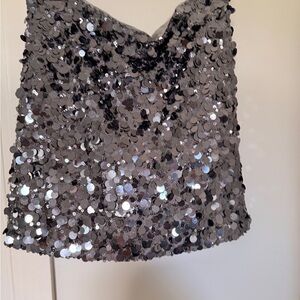 Mini Sequin Silver Skirt